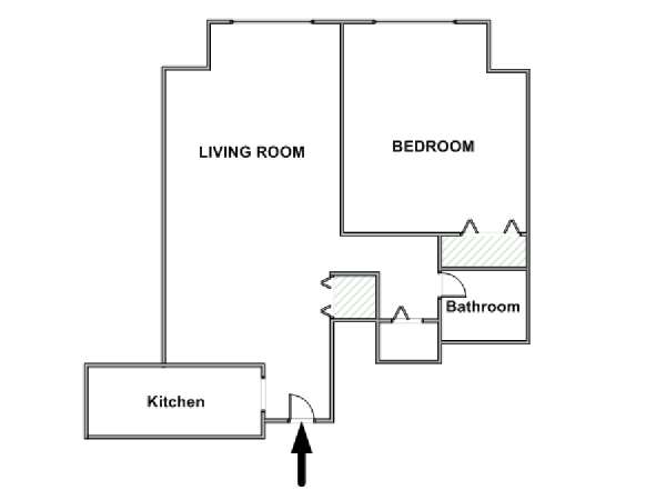 New York 1 Camera da letto appartamento - piantina approssimativa dell' appartamento  (NY-17813)