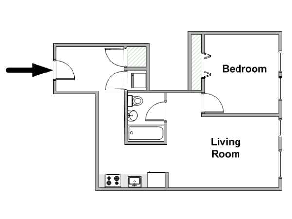 Nueva York 1 Dormitorio apartamento - esquema  (NY-17817)