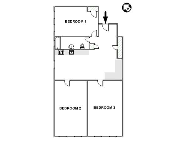 New York 3 Bedroom roommate share apartment - apartment layout  (NY-17839)