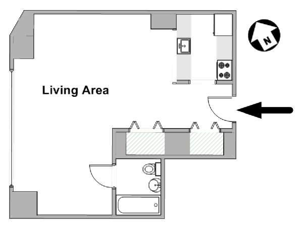 New York Studio T1 logement location appartement - plan schématique  (NY-17844)