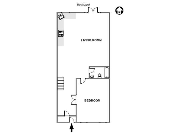 New York 1 Camera da letto appartamento casa vacanze - piantina approssimativa dell' appartamento  (NY-17845)