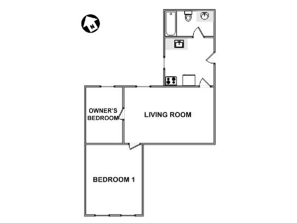 New York 2 Bedroom roommate share apartment - apartment layout  (NY-17855)