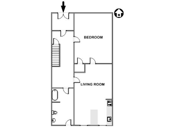 New York 1 Bedroom accommodation - apartment layout  (NY-17856)