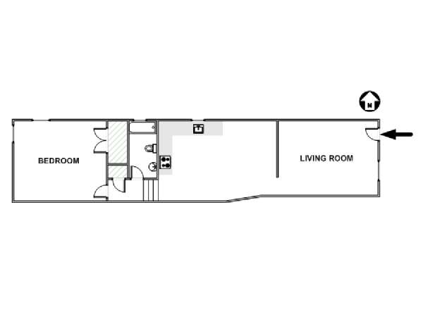 New York 1 Camera da letto appartamento - piantina approssimativa dell' appartamento  (NY-17857)