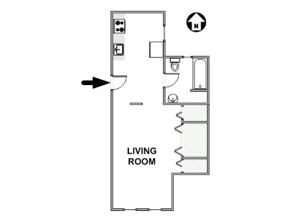 New York Monolocale appartamento - piantina approssimativa dell' appartamento  (NY-17865)