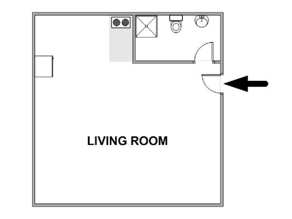 New York Monolocale appartamento - piantina approssimativa dell' appartamento  (NY-17866)