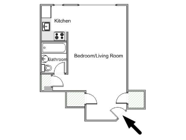New York Studio T1 logement location appartement - plan schématique  (NY-17877)
