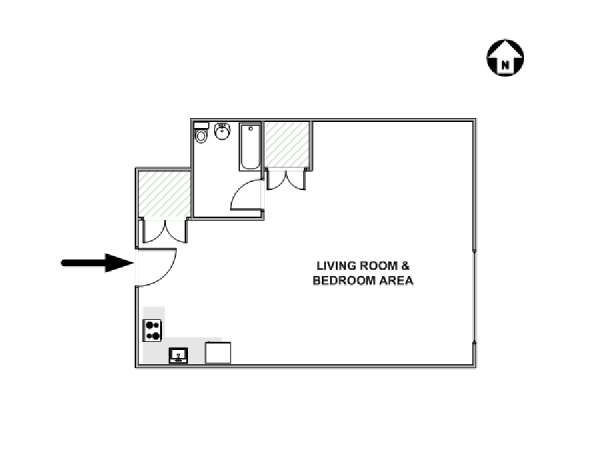 New York Monolocale appartamento - piantina approssimativa dell' appartamento  (NY-17886)