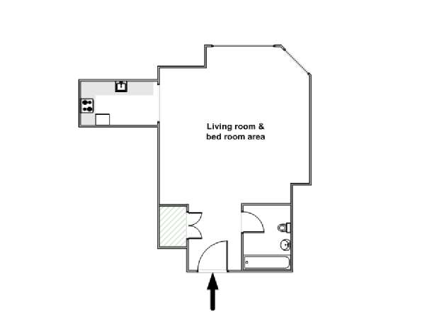 New York Monolocale appartamento - piantina approssimativa dell' appartamento  (NY-17887)