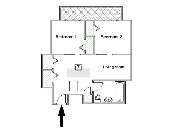 New York 2 Bedroom apartment - apartment layout  (NY-17894)