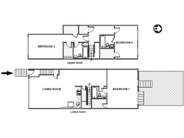 New York 3 Bedroom - Duplex apartment - apartment layout  (NY-17900)