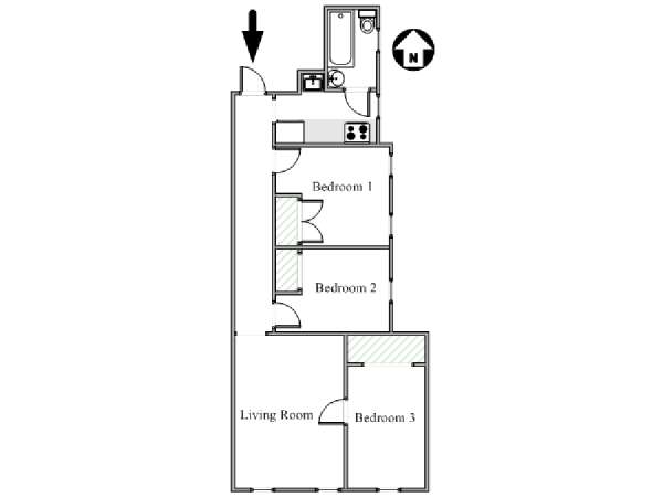 New York 3 Bedroom apartment - apartment layout  (NY-17902)
