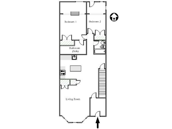 New York 2 Bedroom roommate share apartment - apartment layout  (NY-17903)