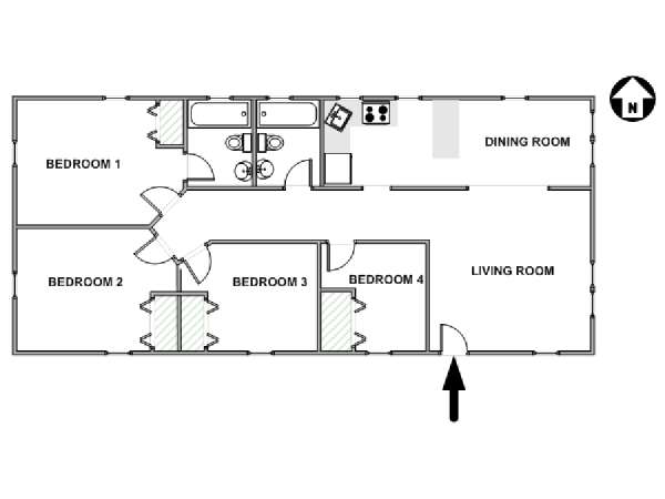 New York 4 Bedroom roommate share apartment - apartment layout  (NY-17911)