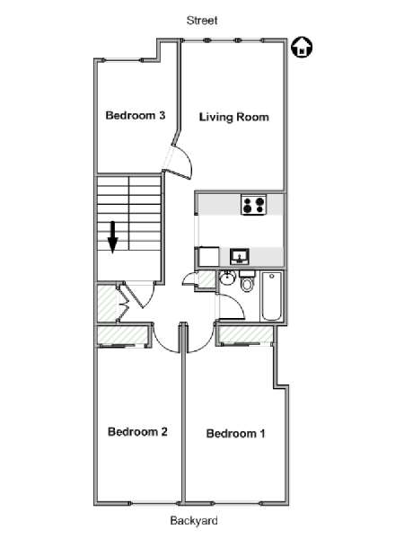 New York 3 Bedroom apartment - apartment layout  (NY-17923)
