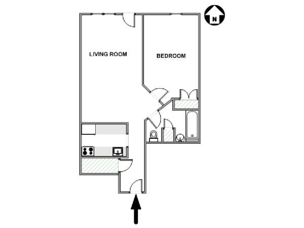 New York 1 Camera da letto appartamento - piantina approssimativa dell' appartamento  (NY-17924)