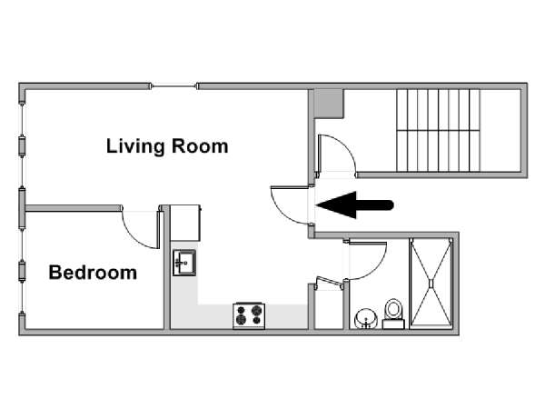 New York 1 Camera da letto appartamento - piantina approssimativa dell' appartamento  (NY-17936)