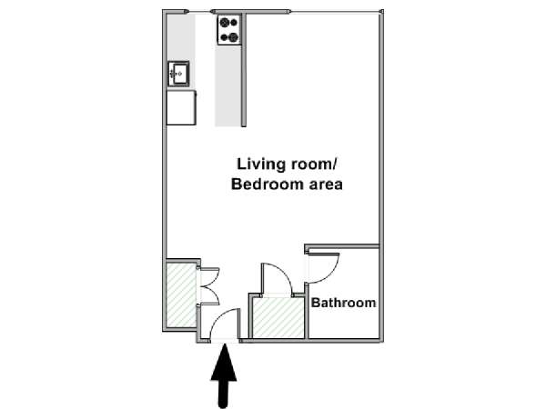 New York Monolocale appartamento - piantina approssimativa dell' appartamento  (NY-17940)