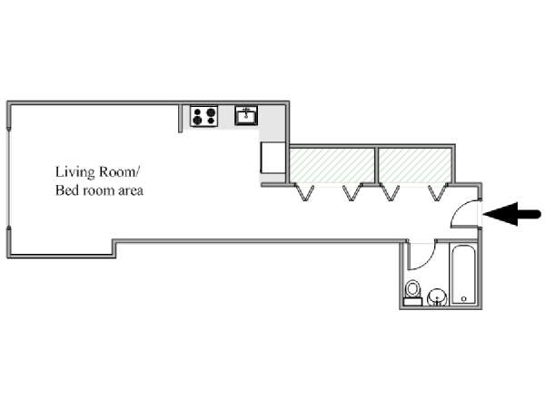 New York Studio T1 logement location appartement - plan schématique  (NY-17941)