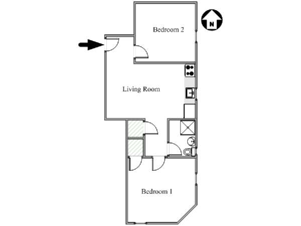 New York 2 Camere da letto appartamento - piantina approssimativa dell' appartamento  (NY-17944)