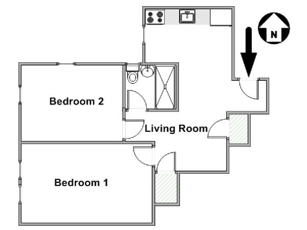 New York 2 Bedroom apartment - apartment layout  (NY-17945)