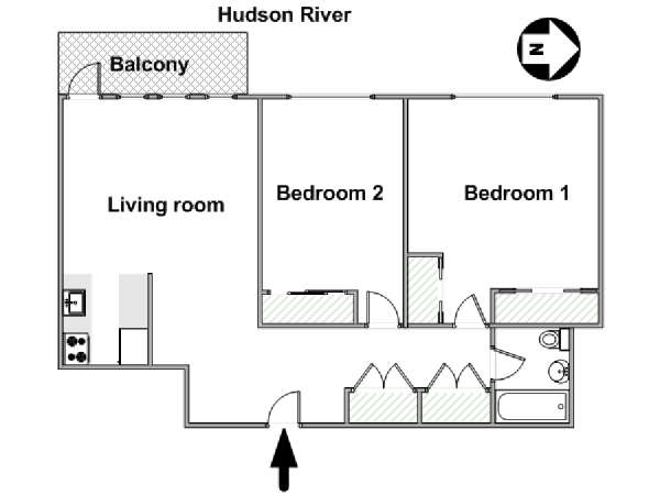 New York 2 Bedroom apartment - apartment layout  (NY-17957)
