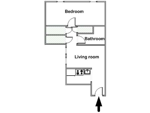 New York 1 Camera da letto appartamento - piantina approssimativa dell' appartamento  (NY-17959)