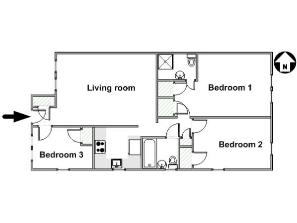 New York 3 Bedroom apartment - apartment layout  (NY-17962)