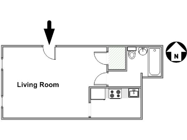 New York Monolocale appartamento - piantina approssimativa dell' appartamento  (NY-17968)