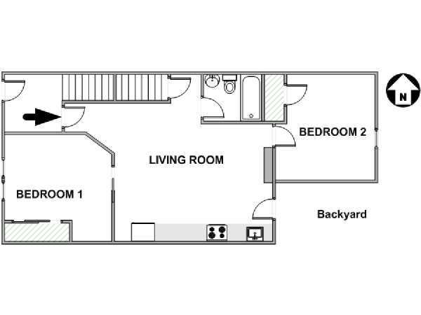 New York 2 Camere da letto appartamento casa vacanze - piantina approssimativa dell' appartamento  (NY-17985)