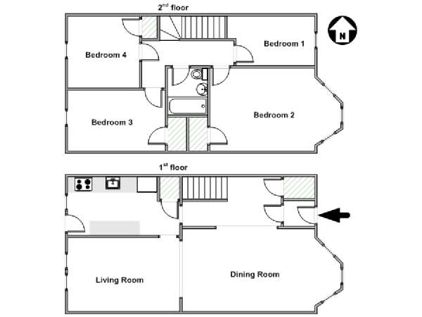 New York 4 Bedroom - Duplex apartment - apartment layout  (NY-17986)