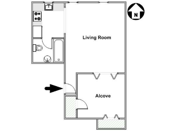 New York Studio avec Alcôve T1 logement location appartement - plan schématique  (NY-17988)