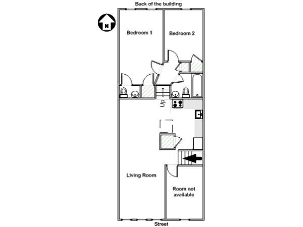 New York 2 Bedroom - Duplex apartment - apartment layout  (NY-17991)
