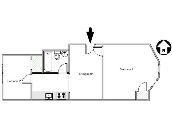 New York 2 Camere da letto appartamento - piantina approssimativa dell' appartamento  (NY-17994)