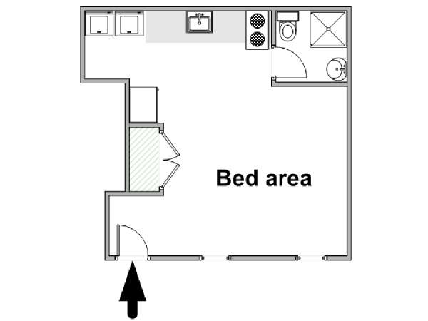 New York Studio T1 logement location appartement - plan schématique  (NY-18003)