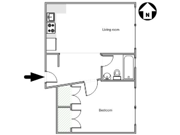 New York 1 Bedroom apartment - apartment layout  (NY-18012)