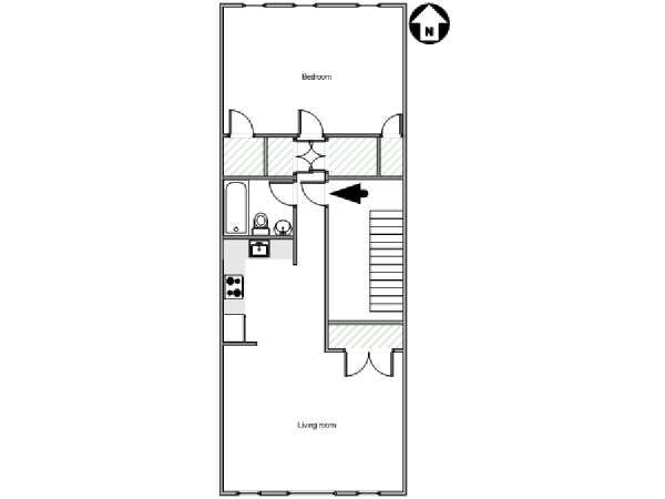 New York 1 Camera da letto appartamento - piantina approssimativa dell' appartamento  (NY-18017)