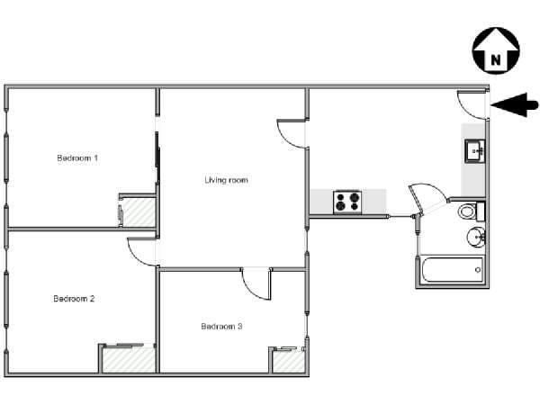 New York 3 Bedroom apartment - apartment layout  (NY-18018)