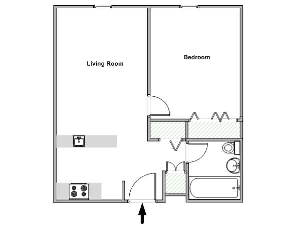 New York 1 Bedroom apartment - apartment layout  (NY-18024)