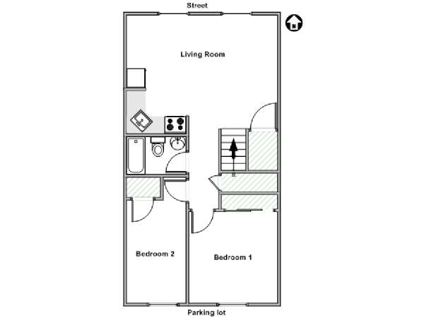 New York 2 Camere da letto appartamento - piantina approssimativa dell' appartamento  (NY-18029)
