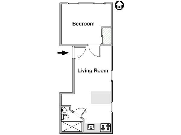 New York 1 Camera da letto appartamento - piantina approssimativa dell' appartamento  (NY-18030)