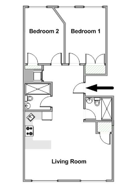 New York 2 Bedroom apartment - apartment layout  (NY-18044)