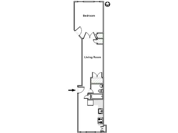 New York 1 Camera da letto appartamento - piantina approssimativa dell' appartamento  (NY-18047)