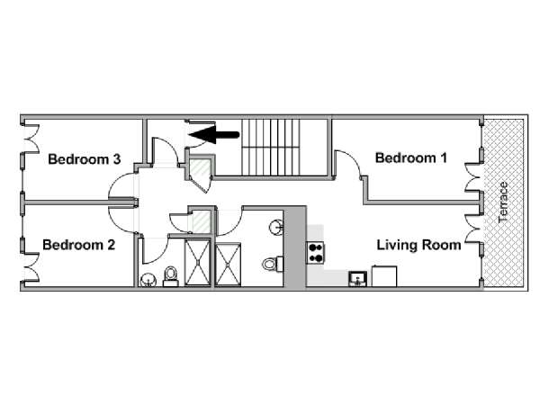 Nueva York 3 Dormitorios piso para compartir - esquema  (NY-18063)