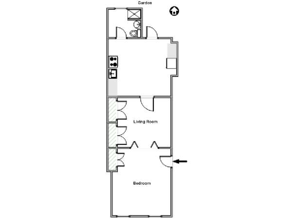 New York 1 Camera da letto appartamento - piantina approssimativa dell' appartamento  (NY-18074)