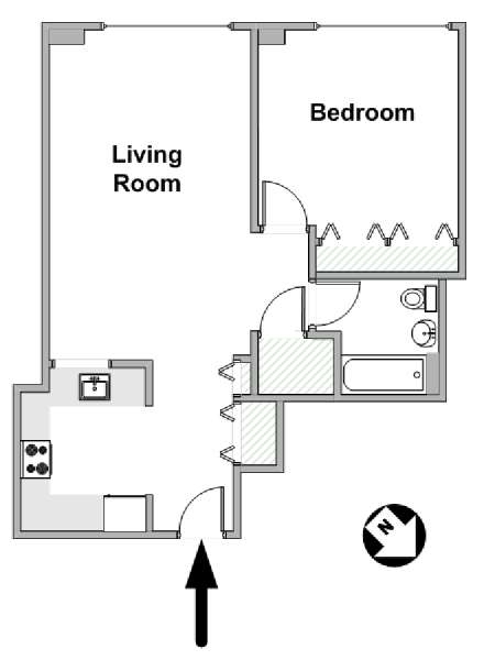 Nueva York 1 Dormitorio apartamento - esquema  (NY-18091)