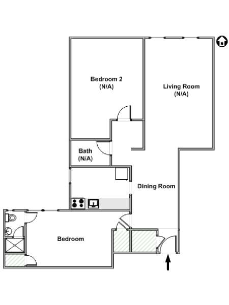 New York 2 Bedroom roommate share apartment - apartment layout  (NY-18093)