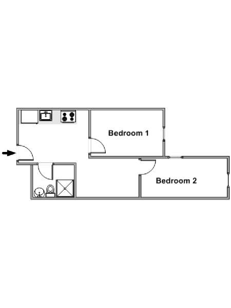 New York 2 Bedroom roommate share apartment - apartment layout  (NY-18097)