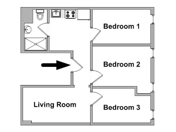 Nueva York 3 Dormitorios piso para compartir - esquema  (NY-18144)