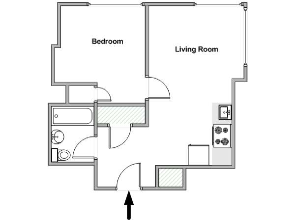 New York 1 Bedroom apartment - apartment layout  (NY-18150)